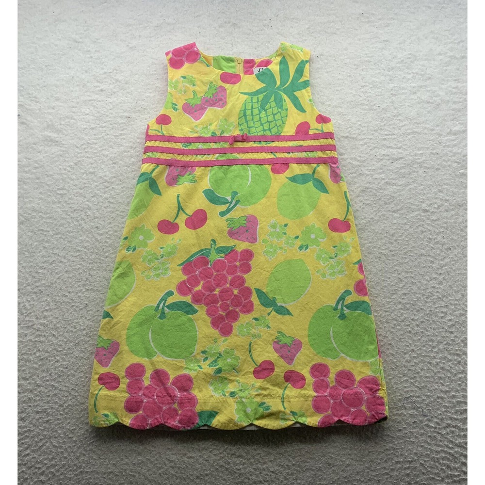 VTG Lilly Pulitzer Shift Sun Dress Girls Kids Size 6 Sleeveless Fruit Print Cute
